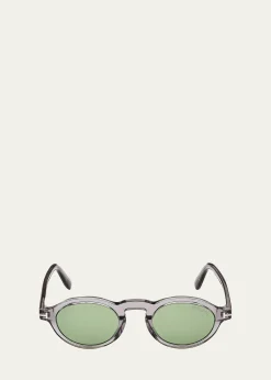 TOM FORDMen's Aristotele-02 Acetate Round Sunglasses