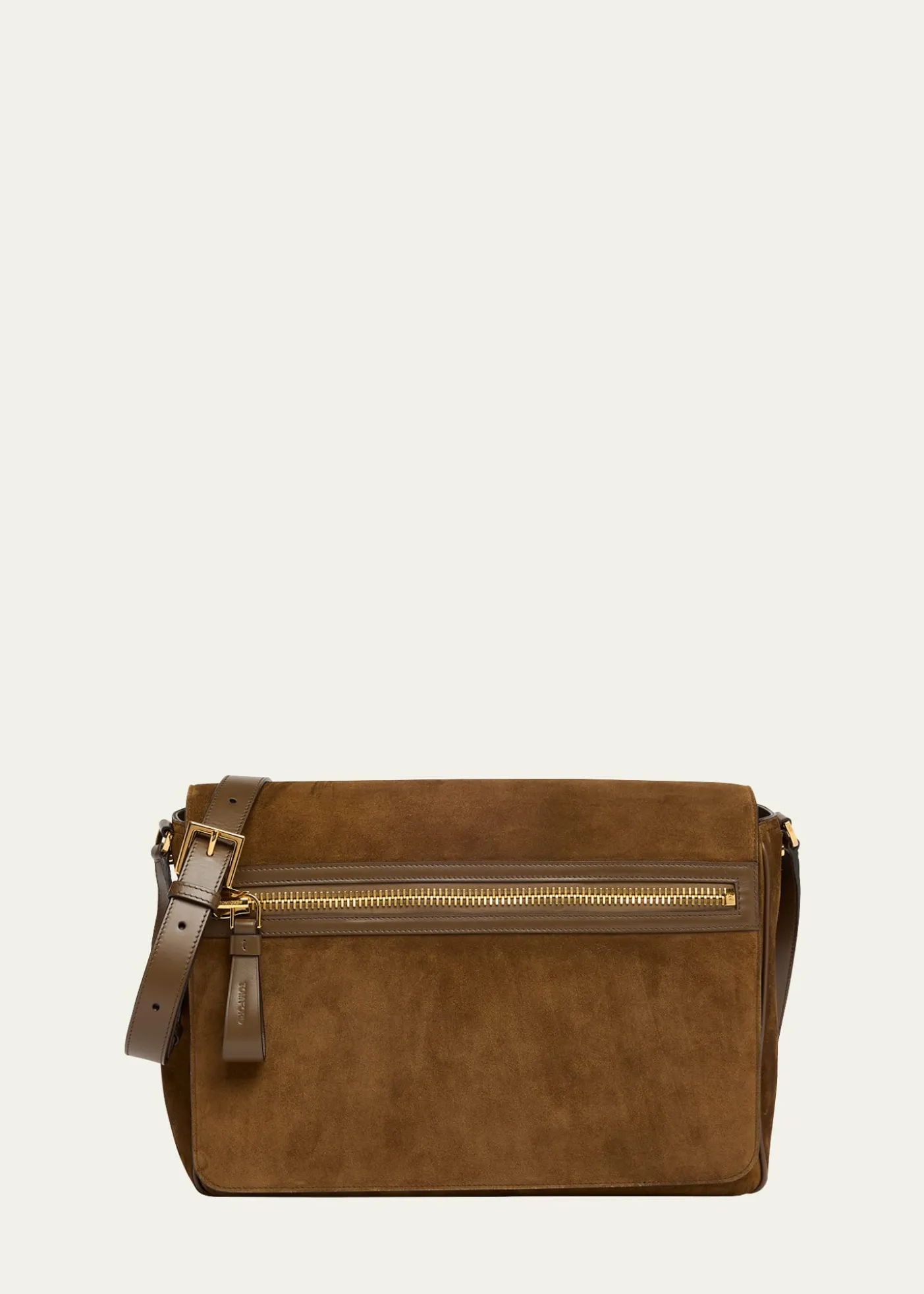 TOM FORDMen's Buckley Suede Large Flap Messenger Bag