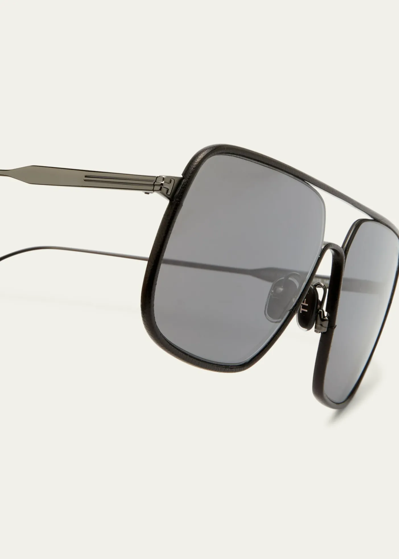 TOM FORDMen's Cliff Metal & Leather Aviator Sunglasses