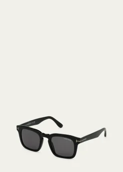 TOM FORDMen's Dax Square Solid Acetate Sunglasses