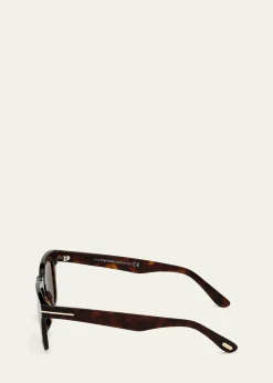 TOM FORDMen's Dax Square Tortoiseshell Sunglasses