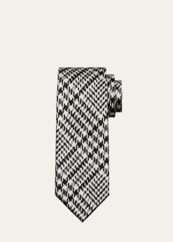 TOM FORDMen's Exploded Prince of Wales Check Silk Tie
