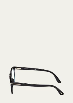 TOM FORDMen's FT5993-BM Round Blue-Block Optical Frames with Magnetic Sunglasses Clip
