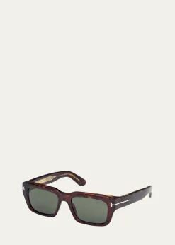 TOM FORDMen's FT1203M Acetate Rectangle Sunglasses