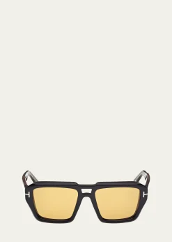 TOM FORDMen's FT1202M Acetate Rectangle Sunglasses