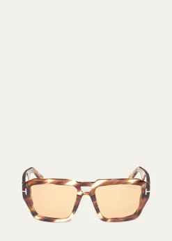 TOM FORDMen's FT1202M Acetate Rectangle Sunglasses