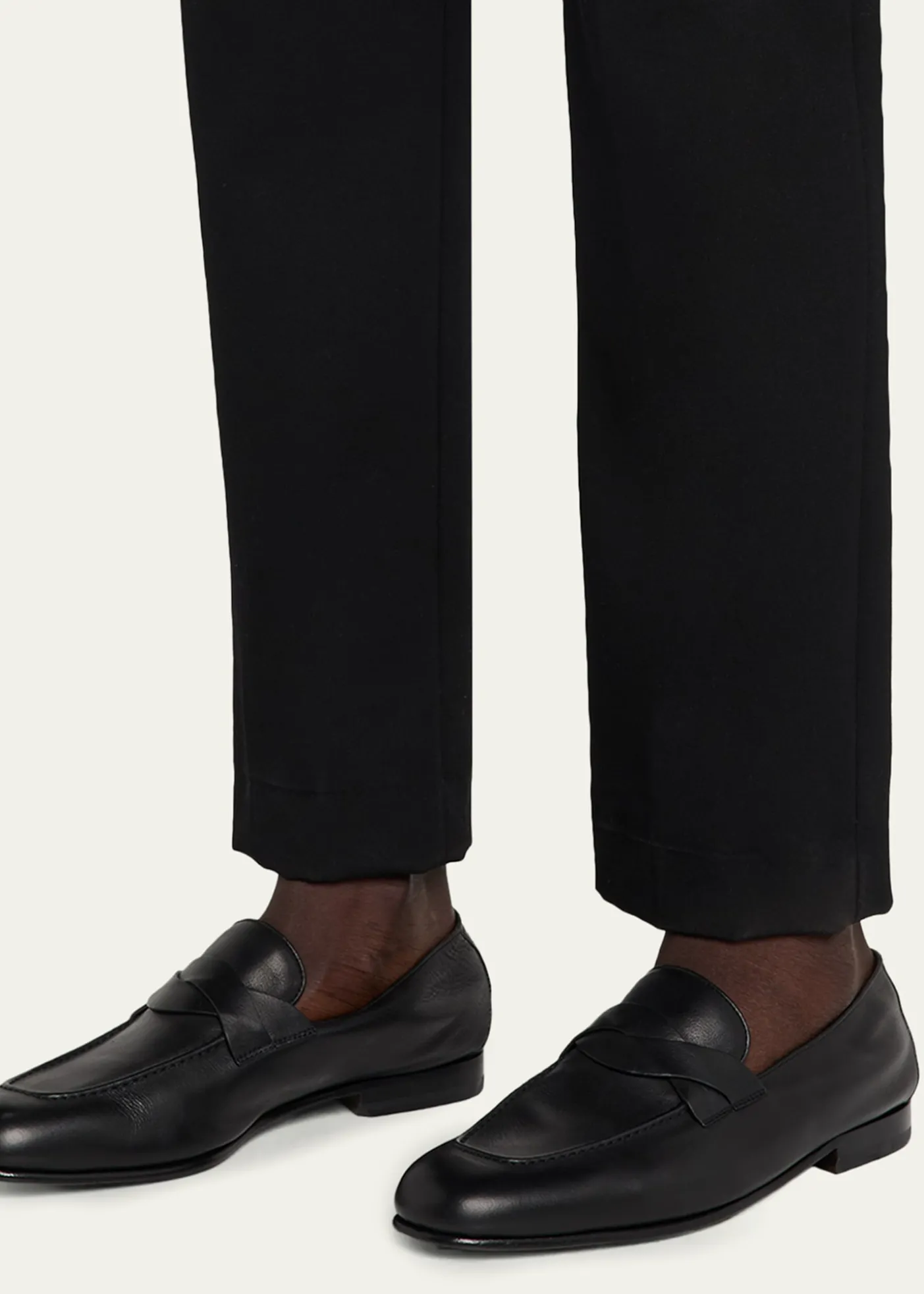 TOM FORDMen's Gigi Leather Twisted-Band Penny Loafers