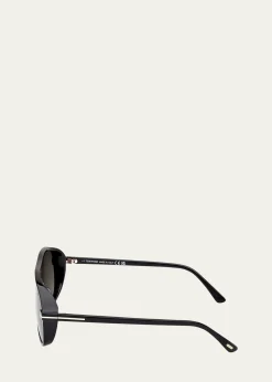 TOM FORDMen's Guillaume Acetate Aviator Sunglasses