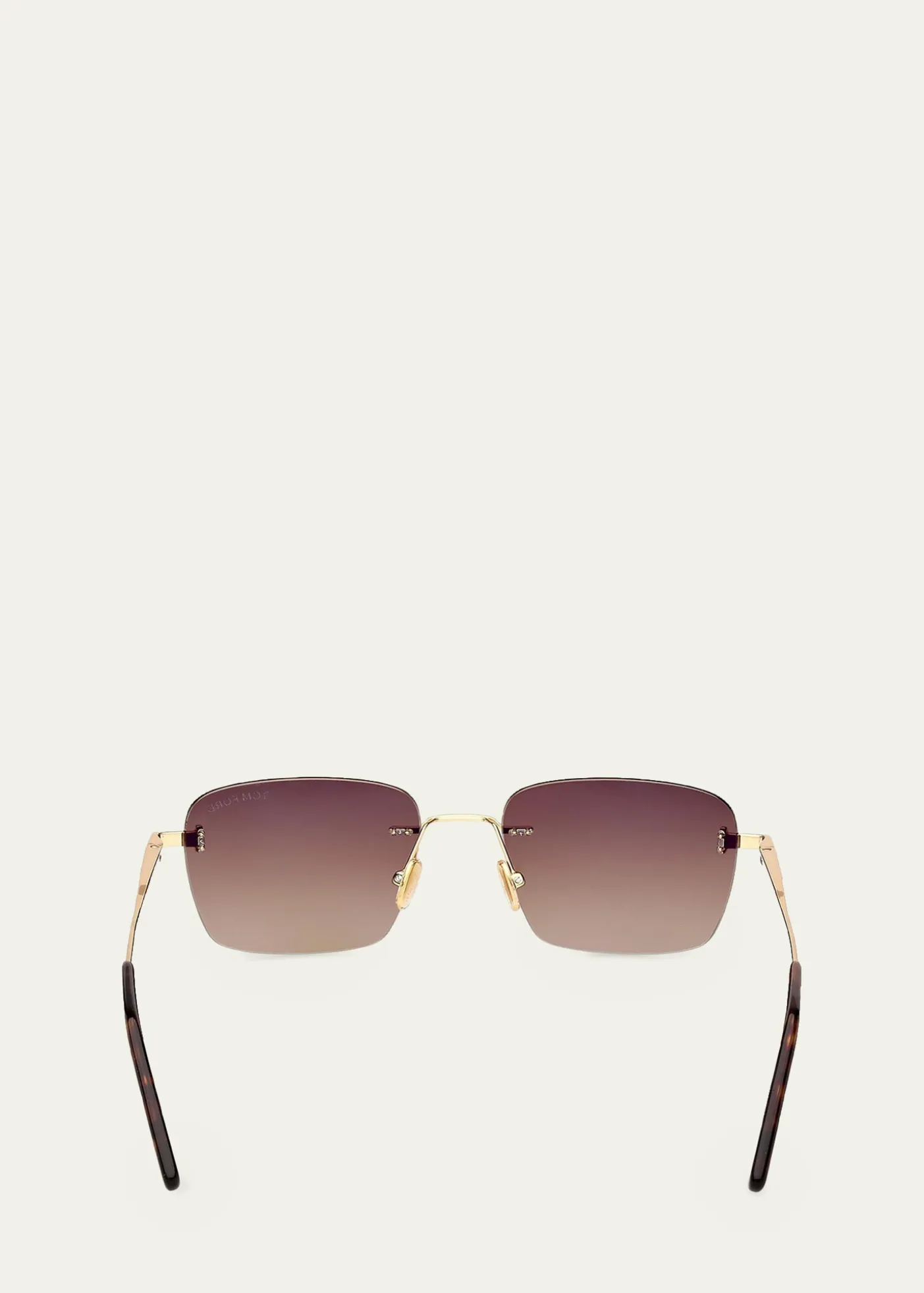 TOM FORDMen's Jake Rimless Rectangular Metal Sunglasses