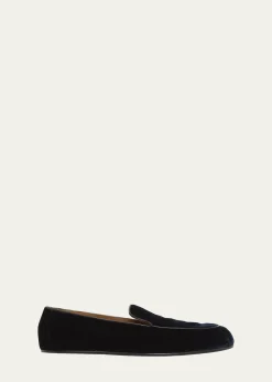 TOM FORDMen's Leo Velvet Apron-Toe Slippers