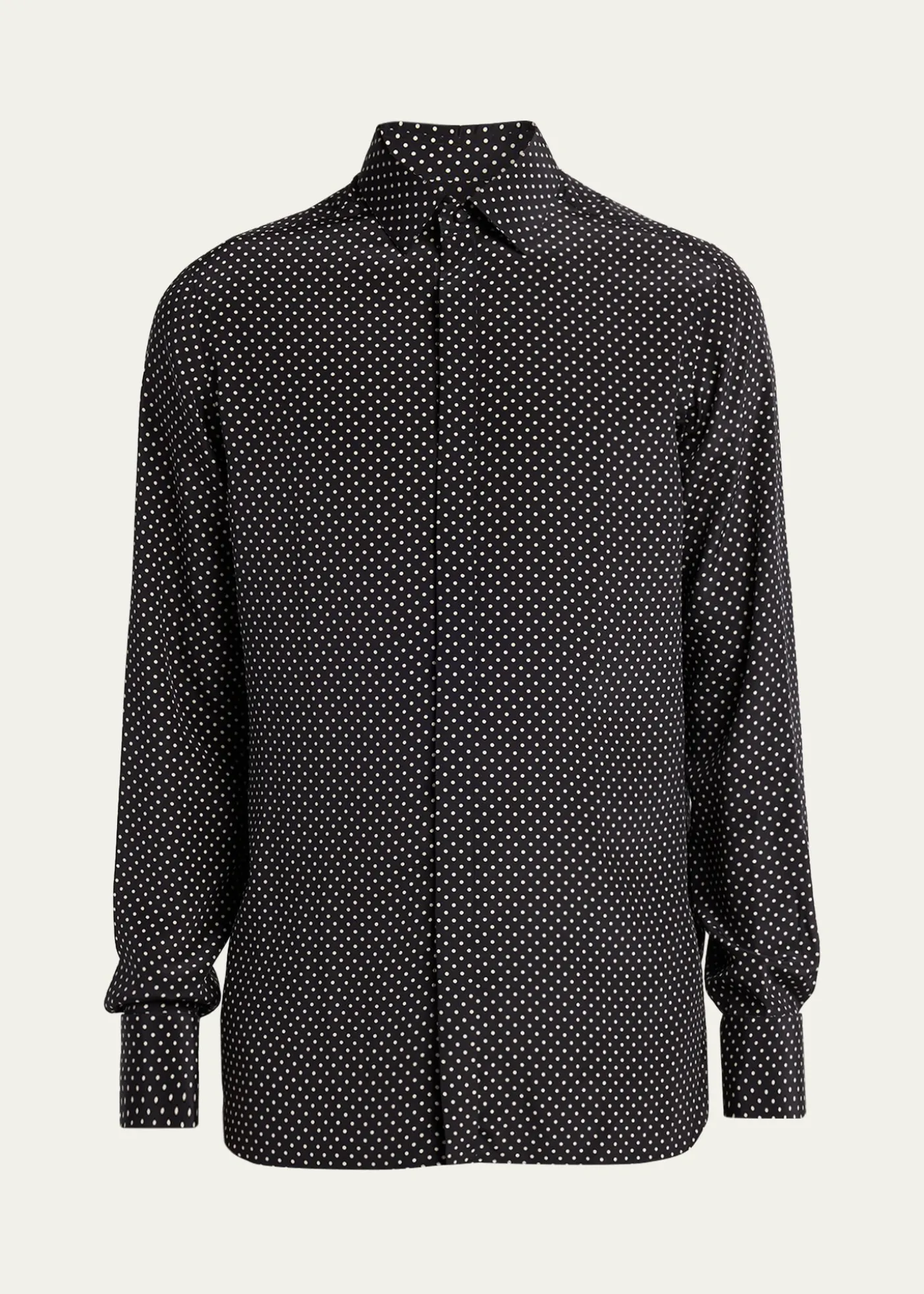 TOM FORDMen's Lyocell Polka Dot French Cuff Sport Shirt