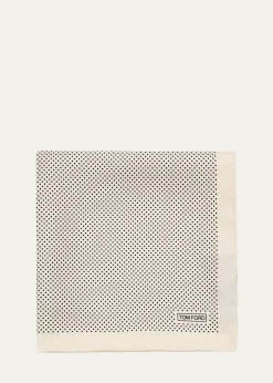 TOM FORDMen's Micro Polka Dot Silk Pocket Square