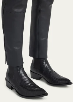 TOM FORDMen's Python-Embossed Leather Boots