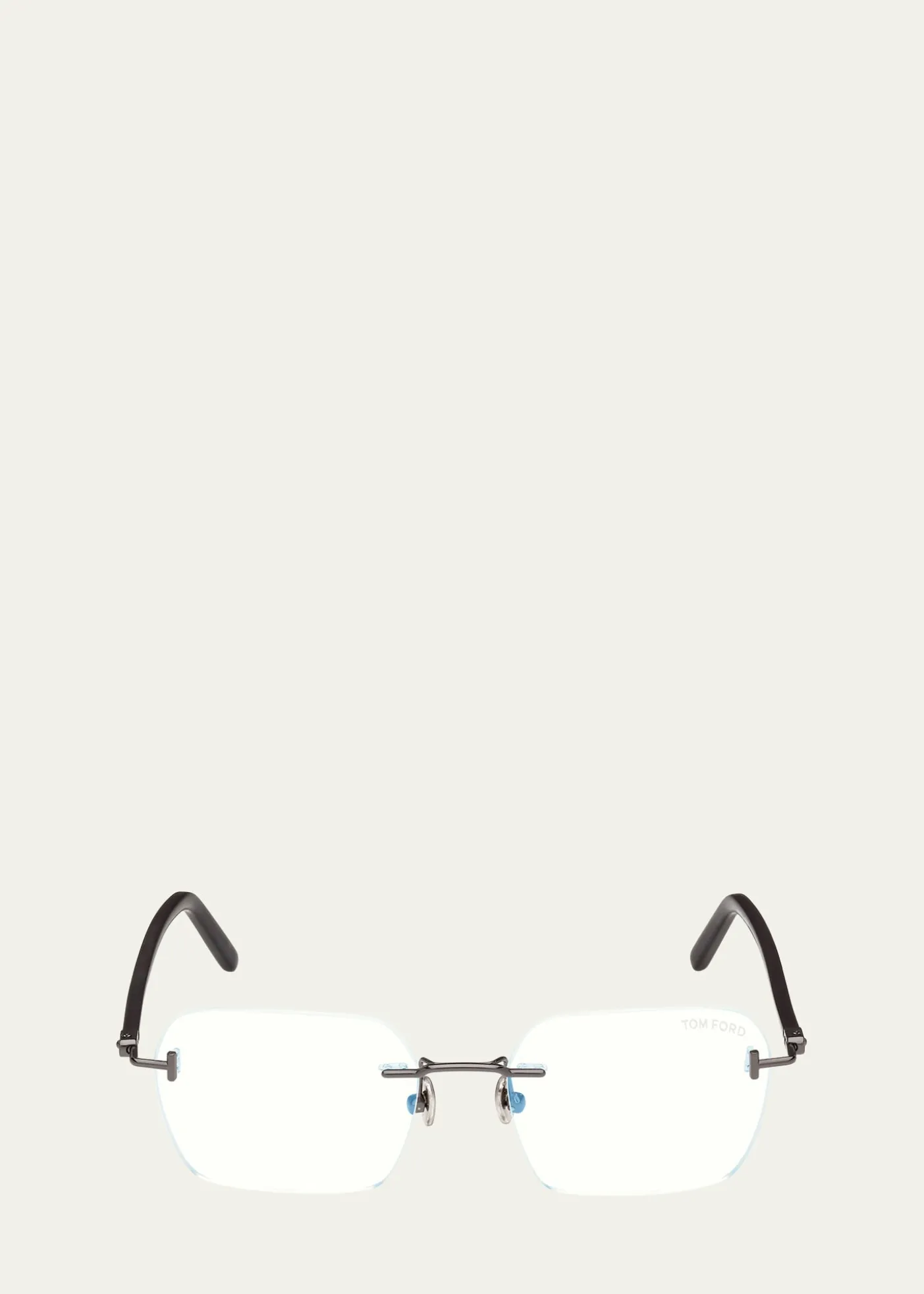TOM FORDMen's Rimless Rectangle Blue Light-Blocking Glasses