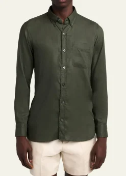 TOM FORDMen's Slim-Fit Gabardine Button-Down Shirt