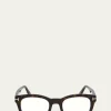 TOM FORDMen's Square Havana Acetate Optical Glasses