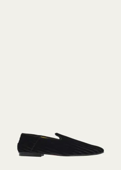 TOM FORDMen's Striped Velvet Loafers