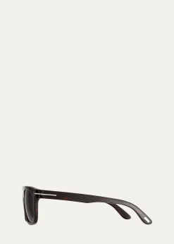 TOM FORDMen's Thick Square Acetate Sunglasses