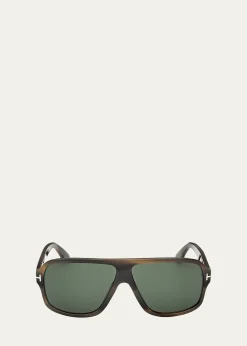 TOM FORDMen's William-02 Acetate Rectangle Sunglasses