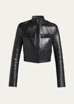 TOM FORDNappa Leather Single-Breasted Crop Jacket