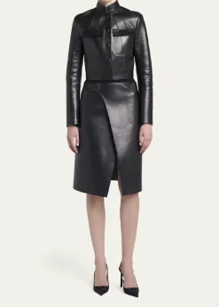 TOM FORDNappa Leather Single-Breasted Crop Jacket