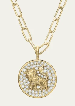 Tracee Nichols14K Gold Mini Lion Pave Diamond Token Necklace