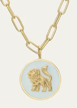 Tracee Nichols14K Gold Mini Lion White Enamel Token Necklace