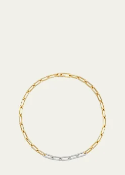 Uniform Object18K Yellow Gold and Platinum Heavy Metal Diamond Chain Link Necklace