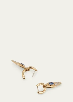 Uniform Object18K Yellow Gold Blue Sapphire And Diamond Vessel Huggie Earrings