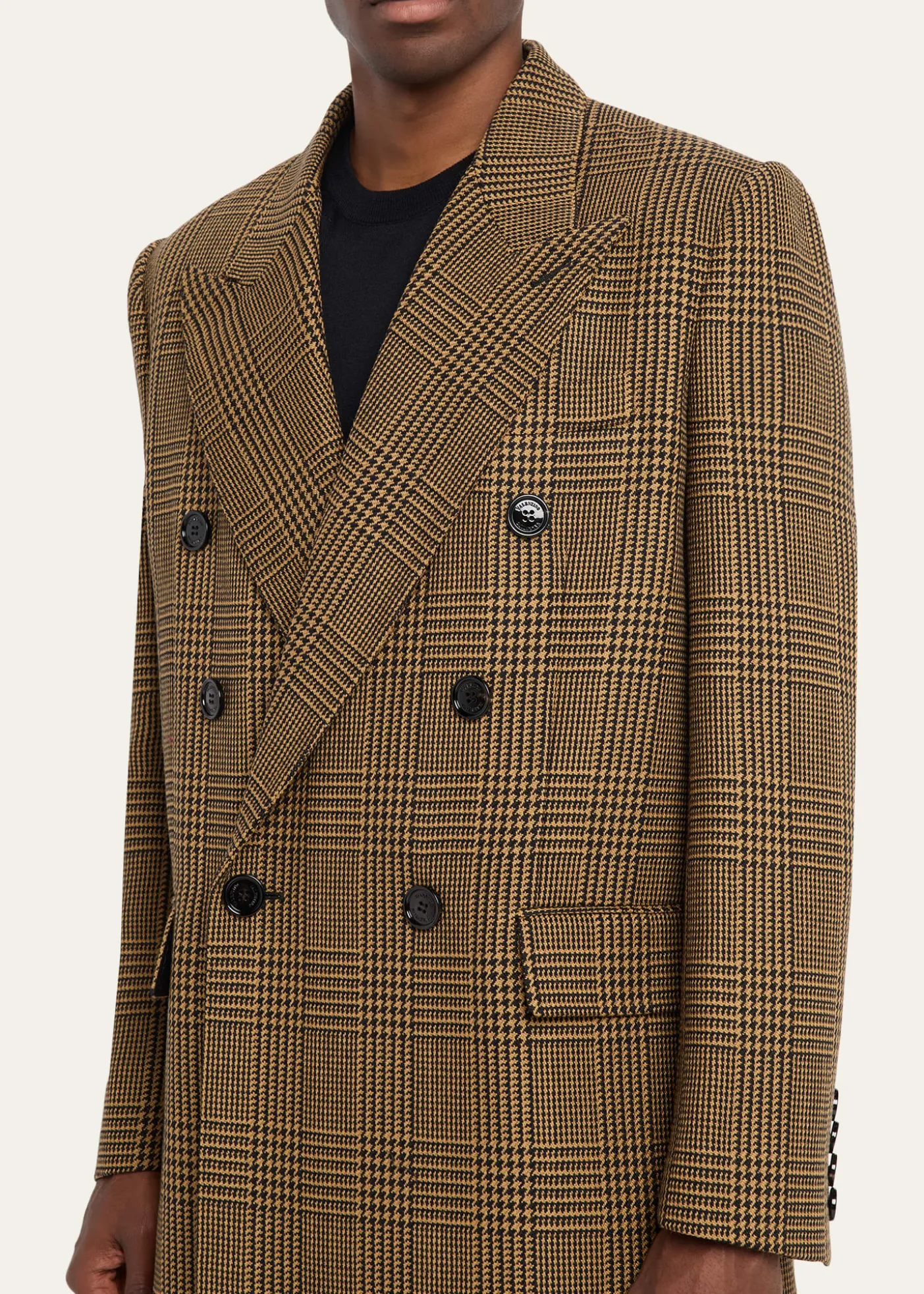Valentino GaravaniMen's Double-Breasted Glen Plaid Wool Coat