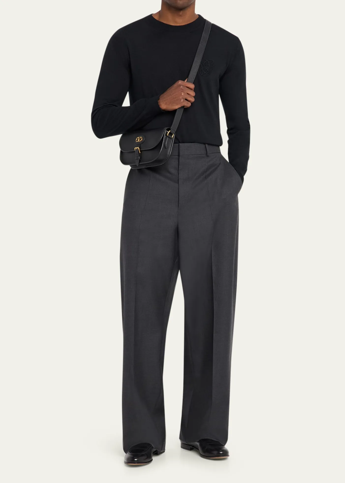 Valentino GaravaniMen's Antibes Small Leather Crossbody Bag