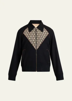 Valentino GaravaniMen's Jacquard Wool-Cashmere Bomber Jacket