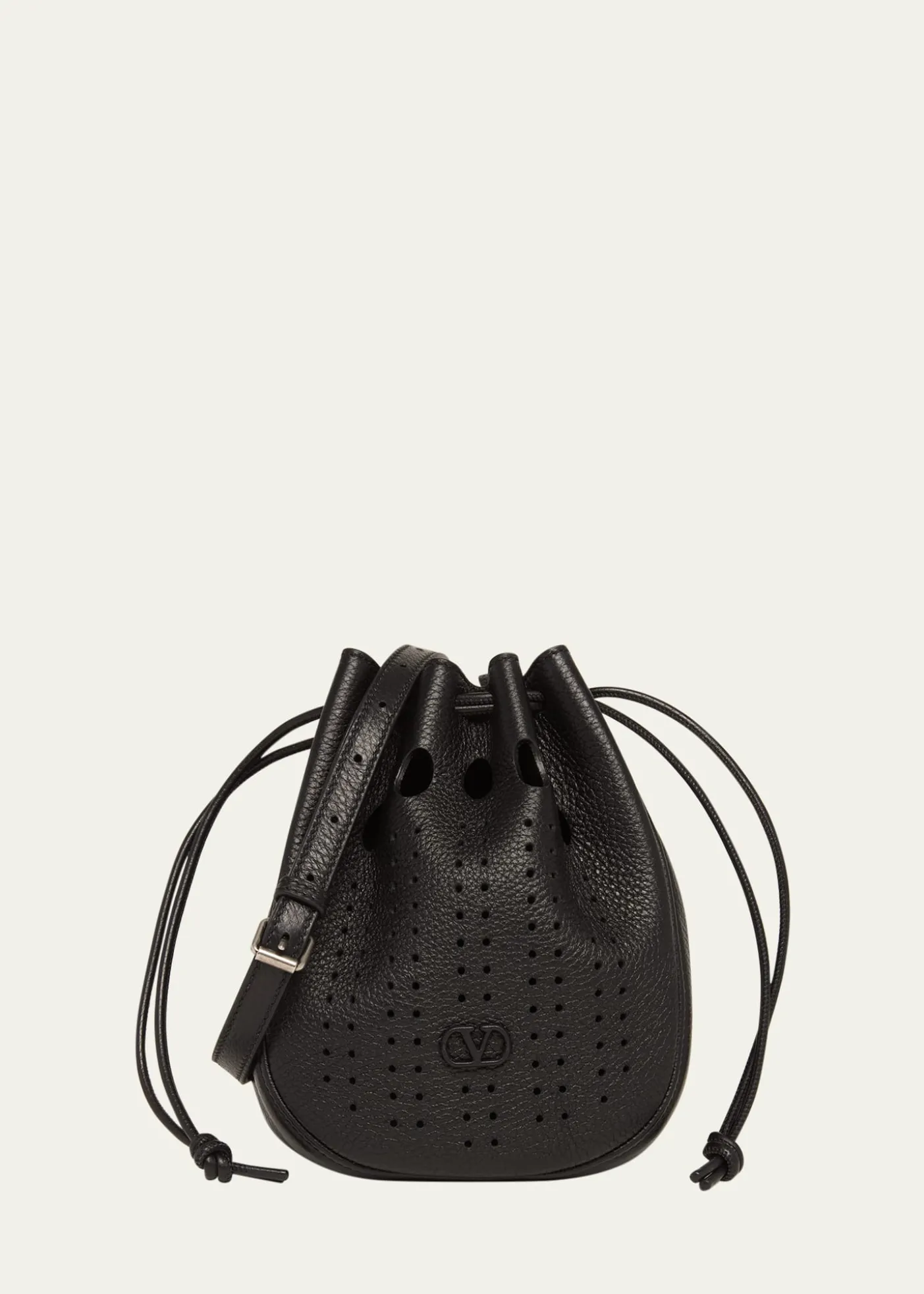 Valentino GaravaniMen's Medium Drawstring Shoulder Bag in Grained Leather