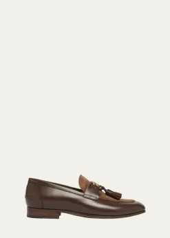 Valentino GaravaniMen's Vaniteux VLogo Leather & Suede Tassel Loafers