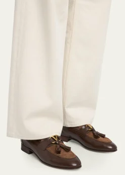 Valentino GaravaniMen's Vaniteux VLogo Leather & Suede Tassel Loafers