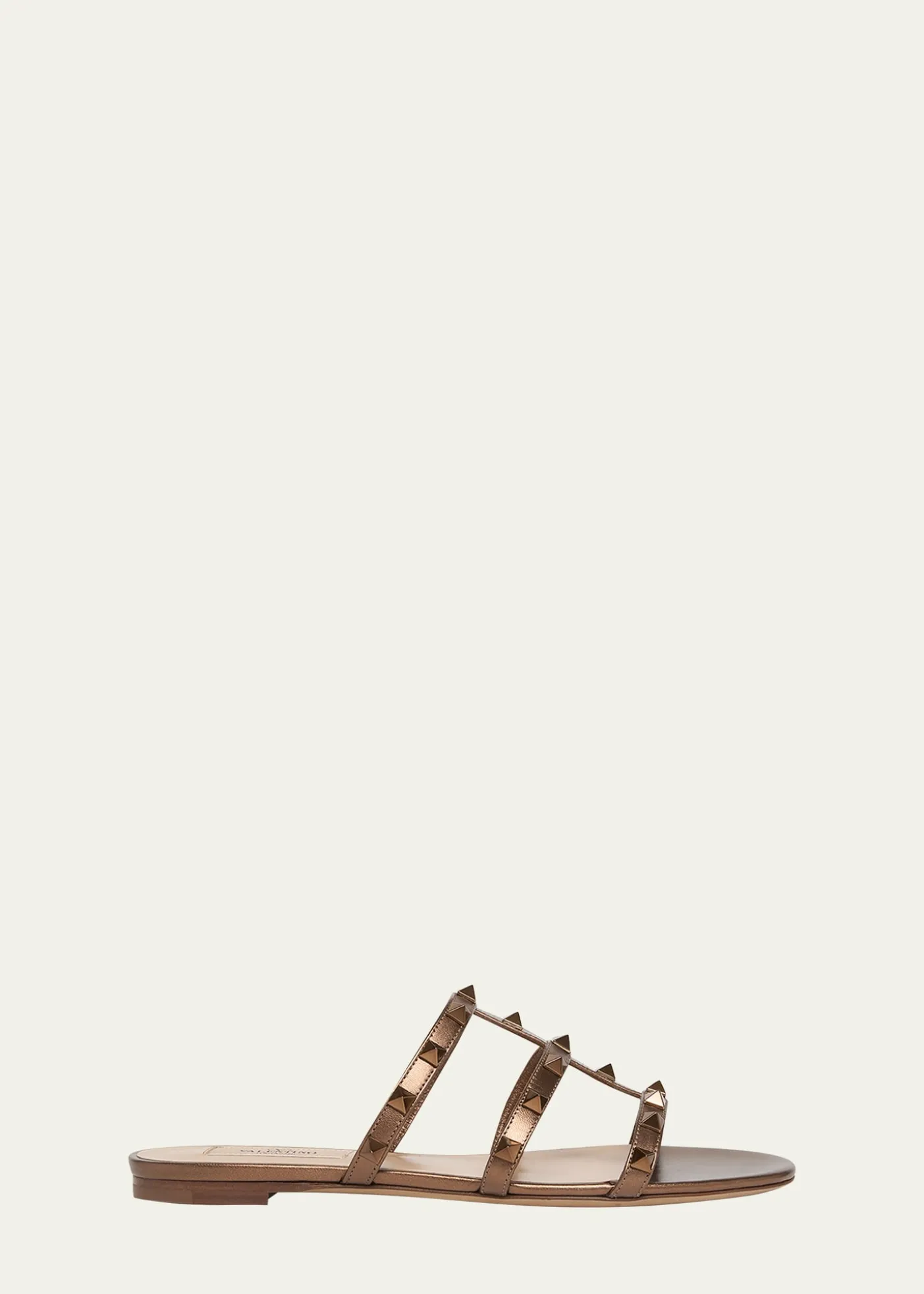 Valentino GaravaniRockstud Metallic City Flat Slide Sandals