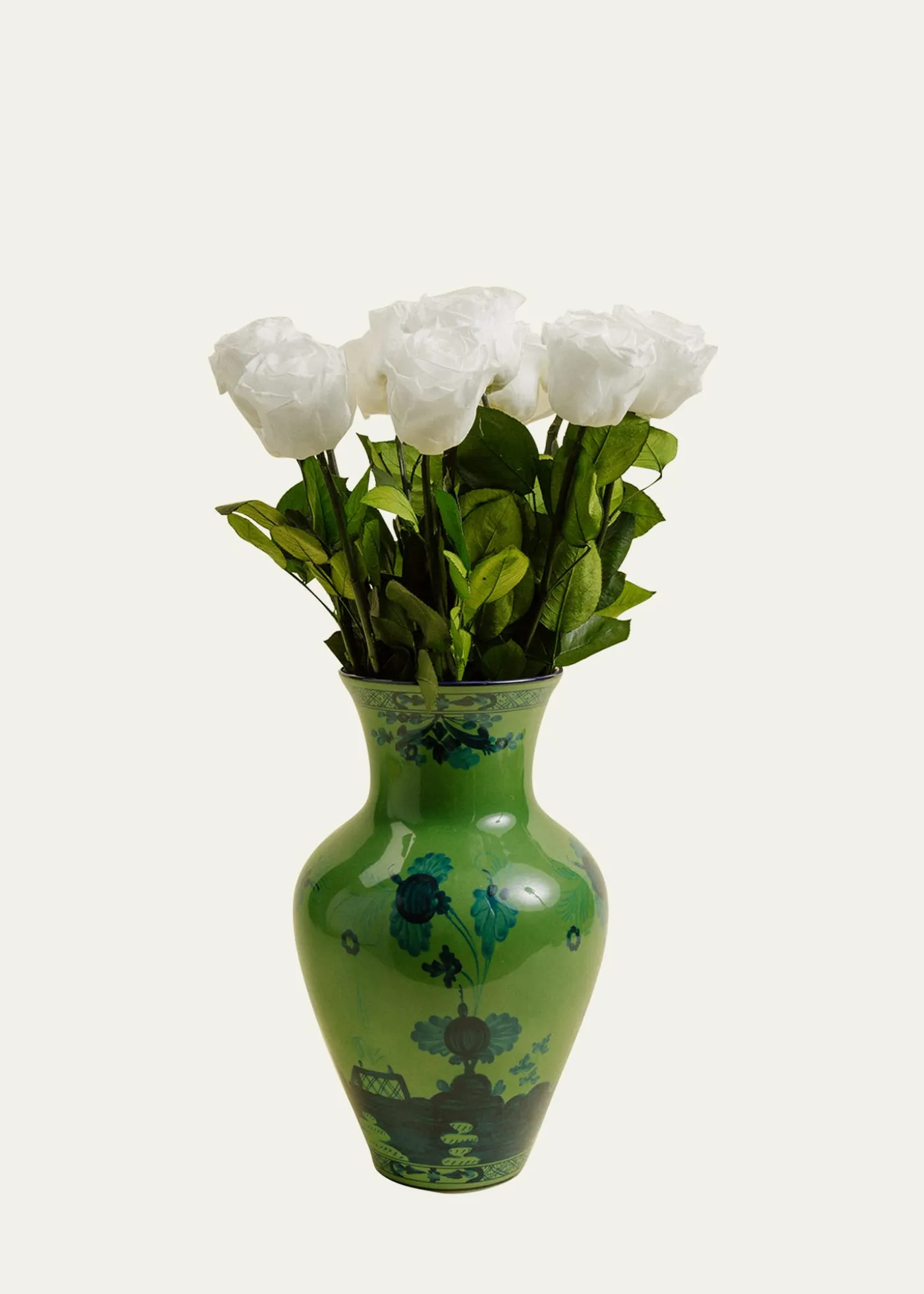 Venus ET Fleurx Ginori 1735 Eternity Roses in Ming Porcelain Vase, 20" Tall
