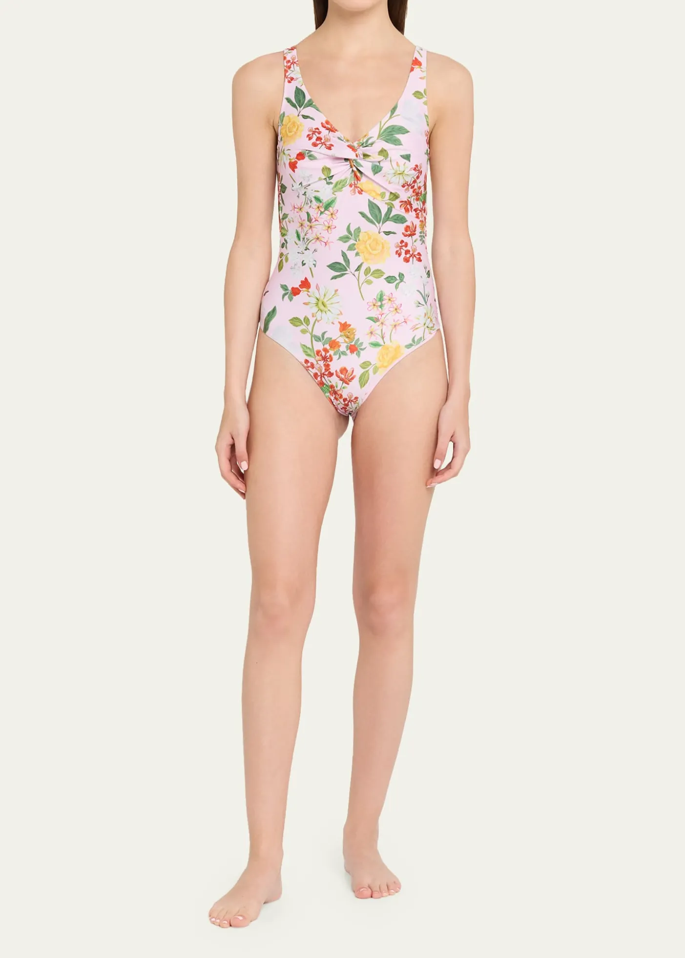 VerandahTwisted Drape Floral One-Piece Swimsuit