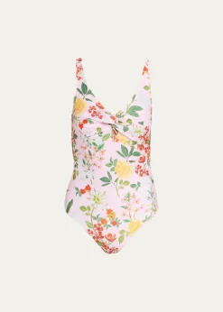 VerandahTwisted Drape Floral One-Piece Swimsuit