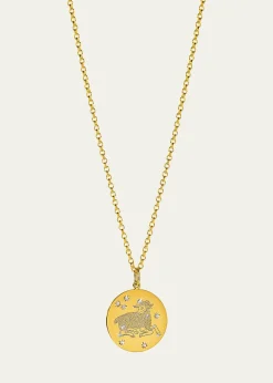 Verdura18K Yellow Gold Diamond Zodiac Necklace, Aries