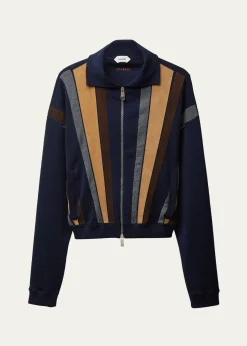 VersaceColorblocked Wool-Blend Zip-Up Blouson Jacket
