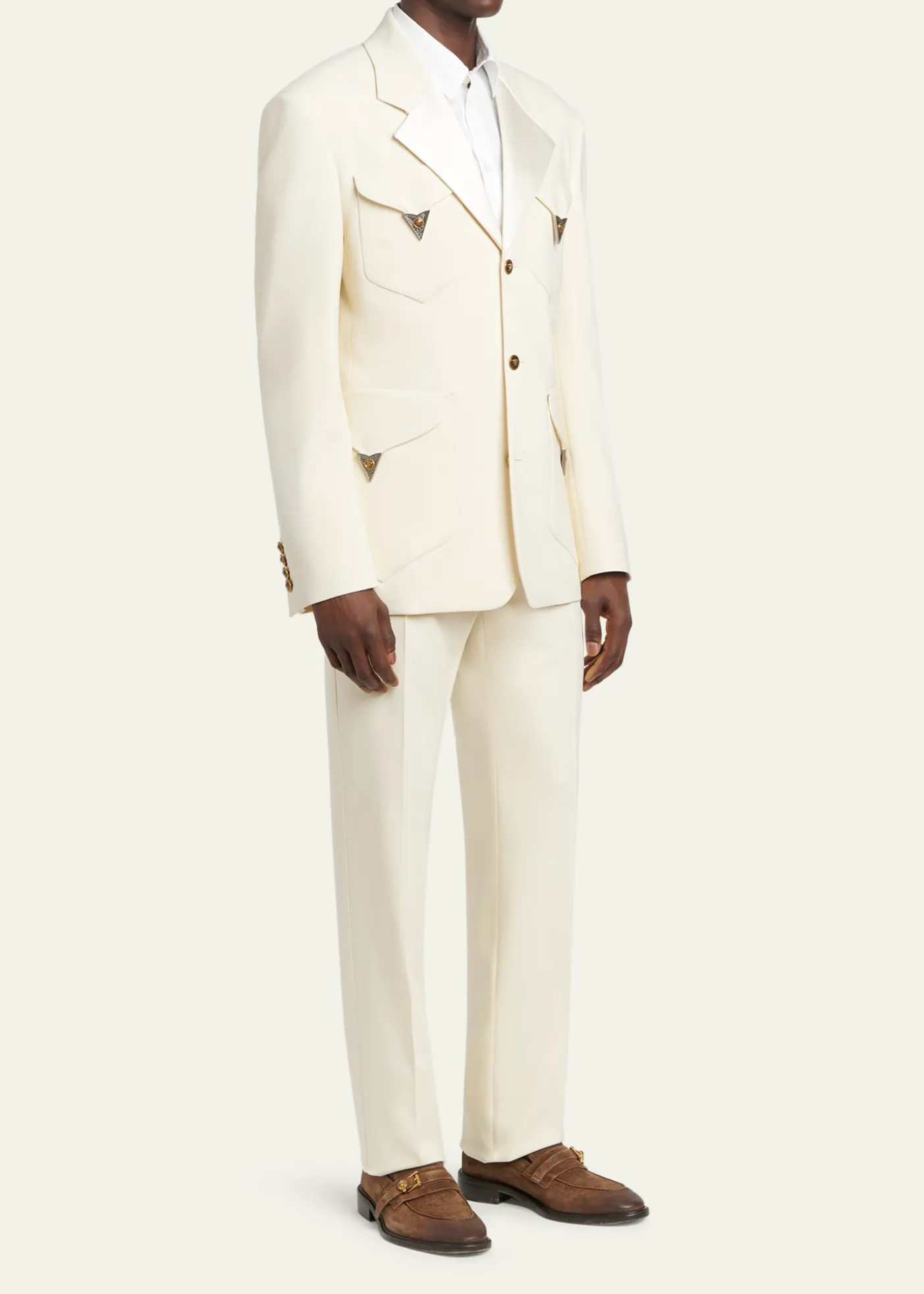 VersaceMen's Suede La Medusa Buckle Loafers