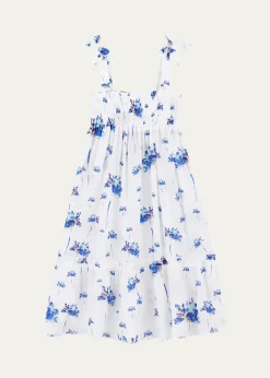 VilebrequinGirl's Shiny Floral Tie-Shoulder Dress, Size 2-12