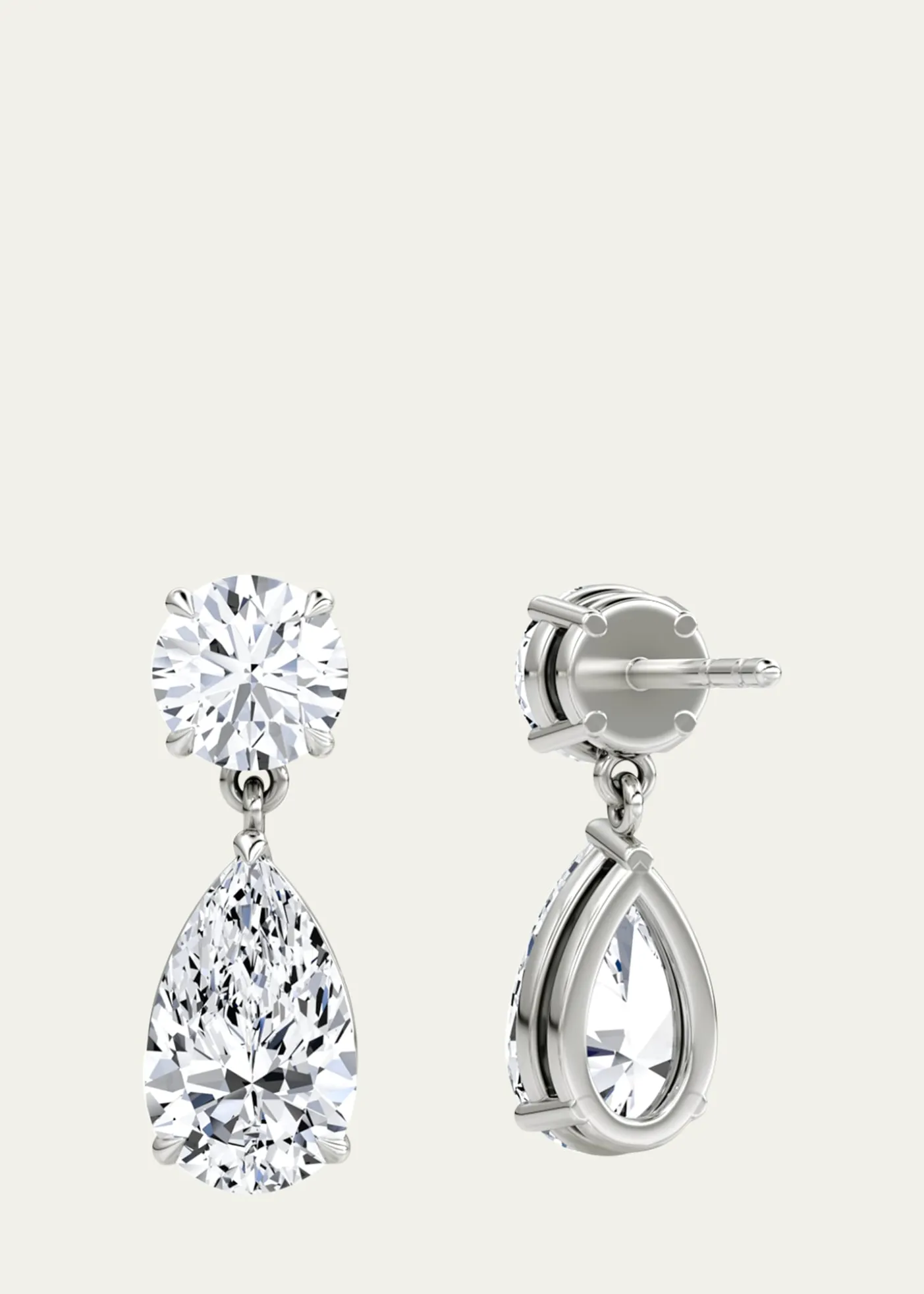VRAI14K White Gold Duo Lab Grown Diamond Pear Drop Earrings, 3.00tcw