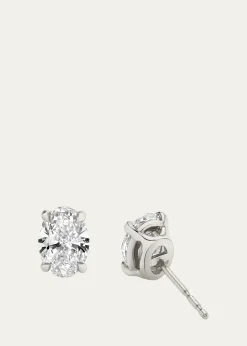 VRAI14K White Gold Oval Solitaire Lab Grown Diamond Stud Earrings, 1.00tcw
