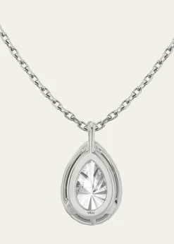 VRAI14K White Gold Pear-Cut Halo Lab Grown Diamond Pendant Necklace, 1.0tcw