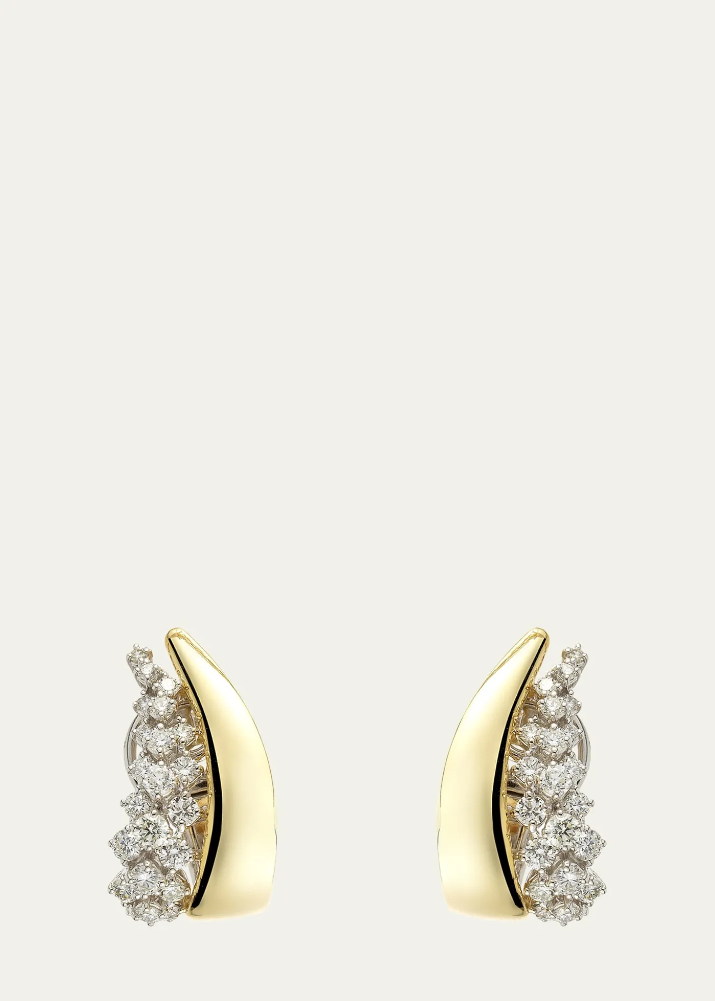 Yeprem18K Yellow and White Gold Diamond Earring, Single