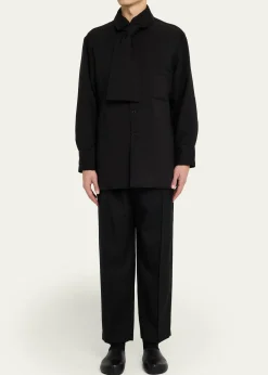 Yohji YamamotoMen's Cellulose Lawn Stole Detail Padded Shirt