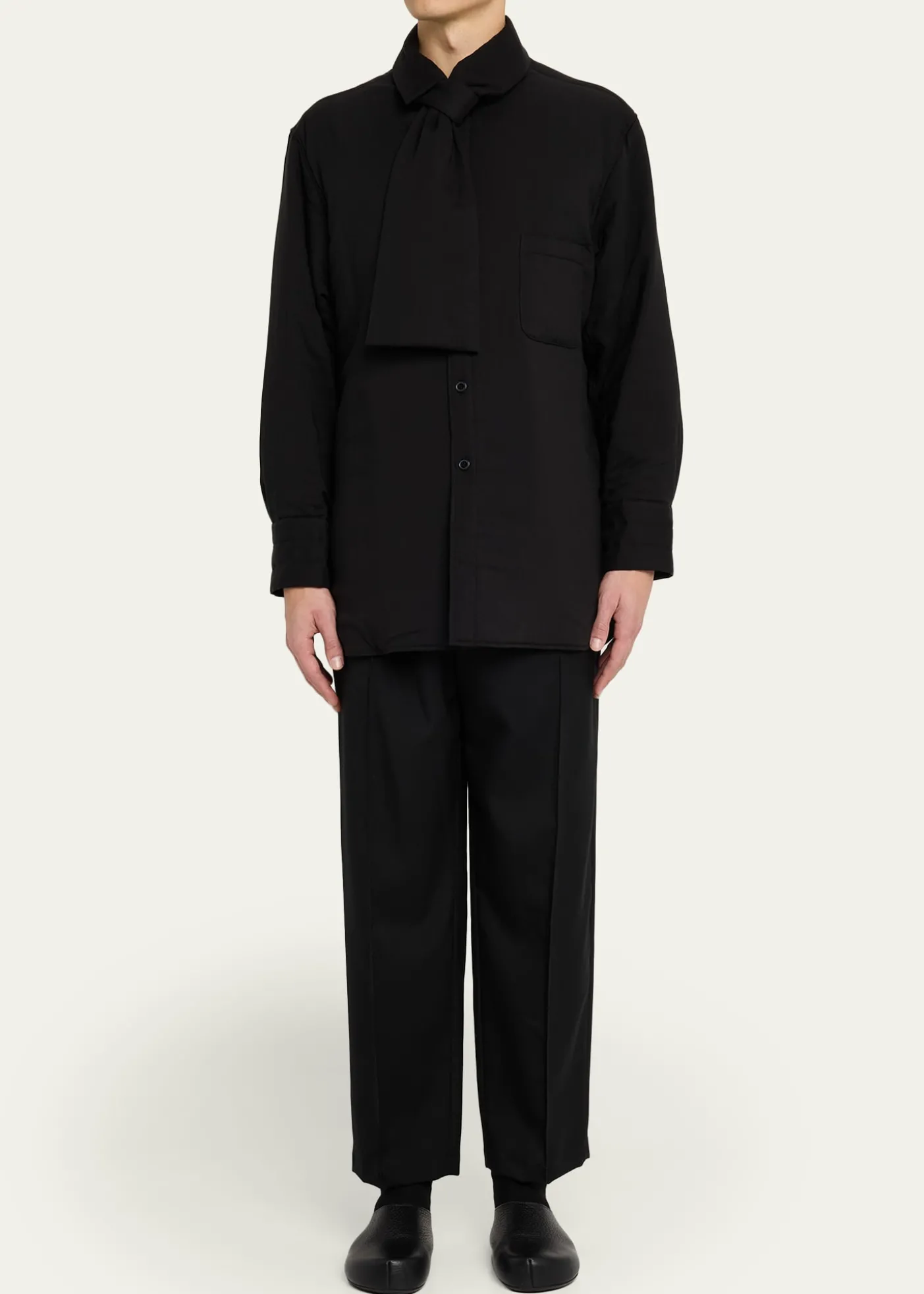 Yohji YamamotoMen's Cellulose Lawn Stole Detail Padded Shirt