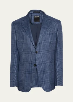 ZEGNAMen's Cashmere and Silk Prince Of Wales Sport Coat